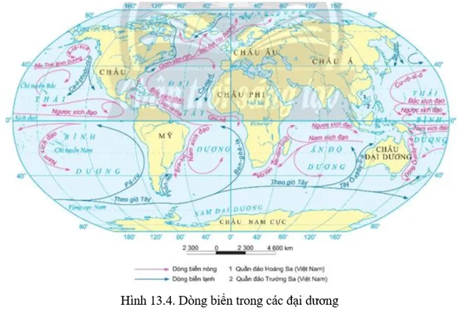 Dựa vào hình 13.4 và thông tin trong bài, em hãy trình bày: Khái niệm dòng biển (hải lưu) Cau Hoi Trang 59 Dia Li 10