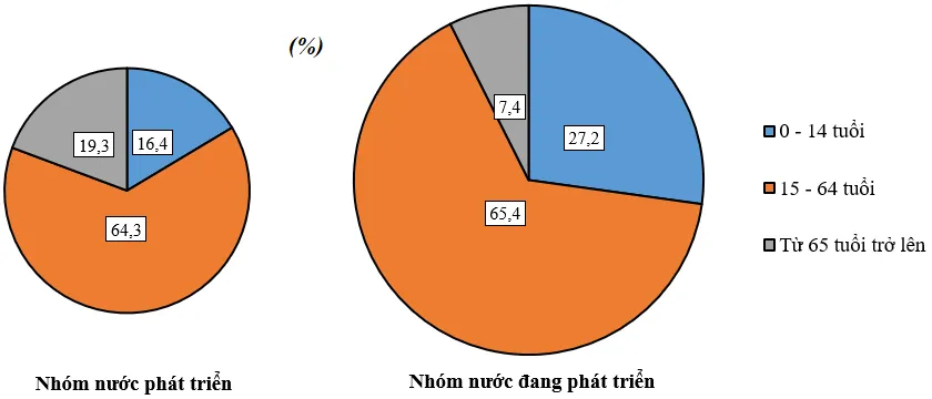 Vẽ biểu đồ thể hiện cơ cấu dân số theo nhóm tuổi của các nước phát triển  Cau Hoi Trang 88 Dia Li 10 1