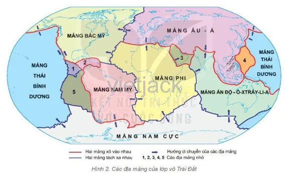 Kể tên các địa mảng lớn của Trái Đất. Việt Nam nằm ở địa mảng nào Cau Hoi 2 Trang 130 Dia Li Lop 6 Ket Noi Tri Thuc