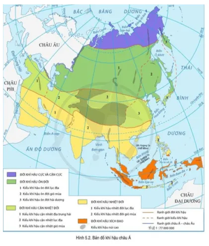 Đọc thông tin và quan sát hình 5.1, hình 5.2, hãy trình bày đặc điểm tự nhiên của khu vực Trung Á Cau Hoi Trang 110 Dia Li Lop 7 Canh Dieu 1