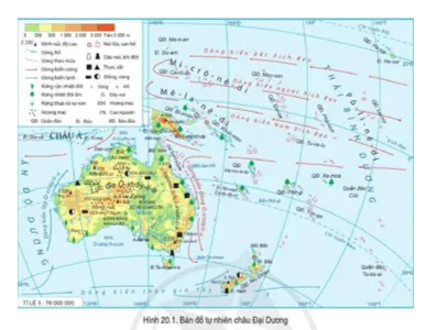 Đọc thông tin và quan sát hình 20.1, hãy xác định các bộ phận của châu Đại Dương Cau Hoi Trang 142 Dia Li Lop 7 Canh Dieu 141219