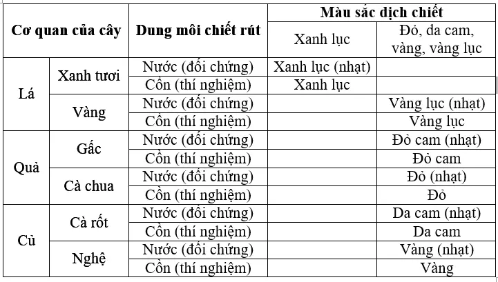 Giải Bài 13 Thực hành Phát hiện diệp lục và carôtenôit sgk Sinh 11 | Để học tốt Sinh 11 Thuc Hanh Phat Hien Diep Luc Va Carotenoit