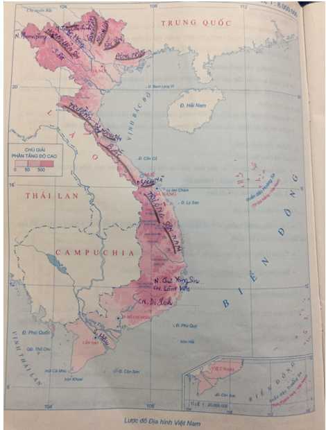 Giải tập bản đồ và bản đồ thực hành Địa Lí 12 Bai 13 Thuc Hanh Doc Ban Do Dia Hinh Dien