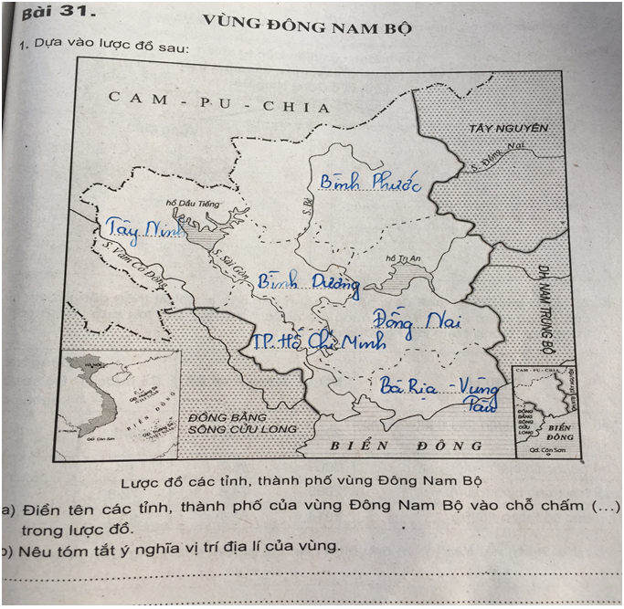 Giải VBT Địa Lí 9 Bài 31: Vùng Đông Nam Bộ | Giải vở bài tập Địa Lí 9 Bai 31 Vung Dong Nam Bo 1