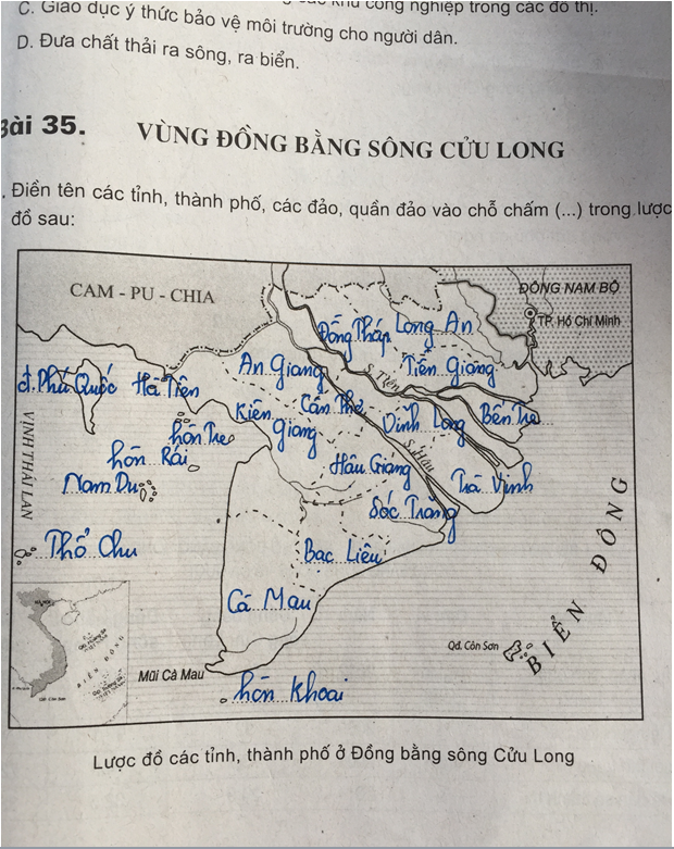 Giải VBT Địa Lí 9 Bài 35: Vùng Đồng bằng sông Cửu Long | Giải vở bài tập Địa Lí 9 Bai 35 Vung Dong Bang Song Cuu Long 1