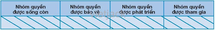 Em hãy sắp xếp các quyền cụ thể của trẻ em dưới đây theo 4 nhiệm vụ theo bảng mẫu Luyen Tap 2 Trang 54 Gdcd Lop 6 Ket Noi Tri Thuc