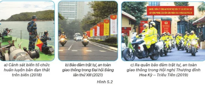 Em hãy quan sát các hoạt động bảo vệ an ninh quốc gia ở hình 5.2 Kham Pha 1 Trang 31 Gdqp 10 1