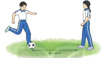 Vận dụng kĩ thuật đá bóng bằng mu giữa bàn chân để tập luyện và thi đấu Cau 1 Trang 35 Giao Duc The Chat 10 3 Bd