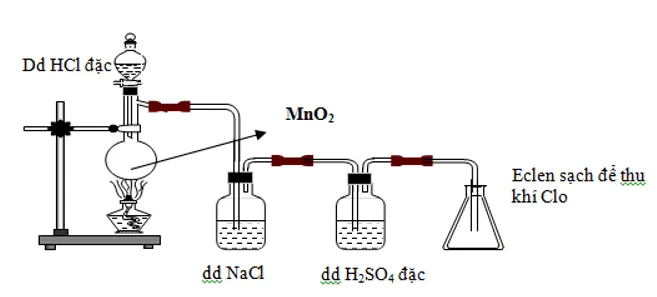 Phản ứng dưới đây có thể được thực hiện để điều chế khí chlorine trong phòng thí nghiệm Bai 3 Trang 114 Hoa Hoc 10