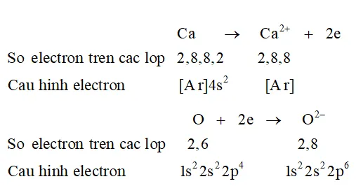 Viết hai giai đoạn của sự hình thành CaO từ các nguyên tử tương ứng Cau Hoi 2 Trang 54 Hoa Hoc 10