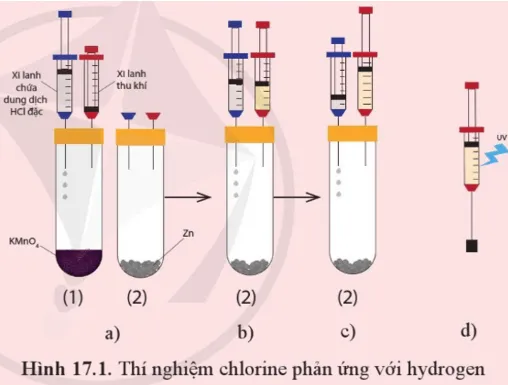 Theo dõi mô tả thí nghiệm chlorine phản ứng với hydrogen như dưới đây Thuc Hanh Trang 104 Hoa Hoc 10