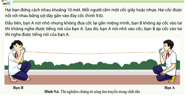 Trong thí nghiệm ở hình 9.6, khi áp cốc vào tai mình, bạn B nghe được tiếng nói Cau Hoi 2 Trang 56 Khtn 7 Canh Dieu Update