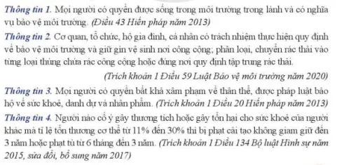 Từ các điều khoản của pháp luật, em hãy cho biết Hiến pháp, Luật Bảo vệ môi trường Cau Hoi Trang 126 Kinh Te Phap Luat 10