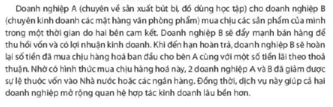 Doanh nghiệp A và B giữ vai trò gì trong mối quan hệ tín dụng trên Cau Hoi 1 Trang 57 Kinh Te Phap Luat 10