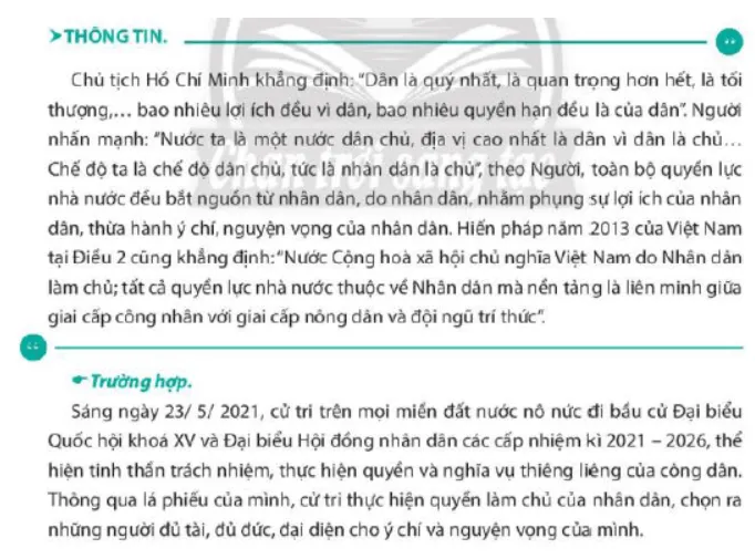 Thế nào là nguyên tắc quyền lực nhà nước thuộc về nhân dân Cau Hoi 1 Trang 74 Kinh Te Phap Luat 10