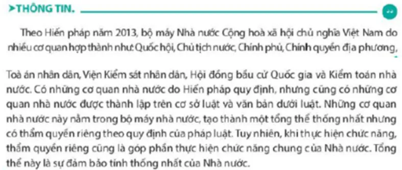 Tính thống nhất của bô máy Nhà nước Cộng hòa xã hội chủ nghĩa Việt Nam Cau Hoi 1 Trang 79 Kinh Te Phap Luat 10