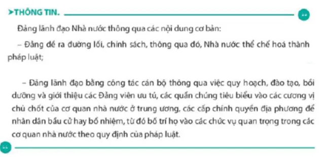 Nguyên tắc bảo đảm sự lãnh đạo của Đảng Cộng sản Việt Nam trong tổ chức Cau Hoi 1 Trang 81 Kinh Te Phap Luat 10