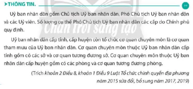 Vẽ sơ đồ thể hiện cơ cấu tổ chức của Ủy ban nhân dân Cau Hoi 2 Trang 113 Kinh Te Phap Luat 10