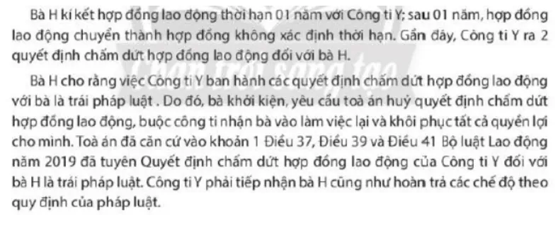 Pháp luật đã bảo vệ quyền và lợi ích hợp pháp đối với bà H như thế nào Cau Hoi 2 Trang 119 Kinh Te Phap Luat 10