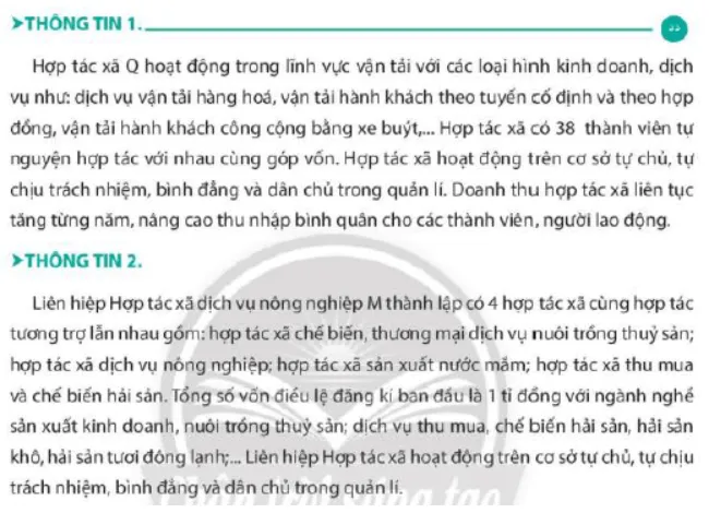 Hợp tác xã Q và Liên hiệp Hợp tác xã dịch vụ nông nghiệp M có những đặc điểm Cau Hoi 2 Trang 47 Kinh Te Phap Luat 10