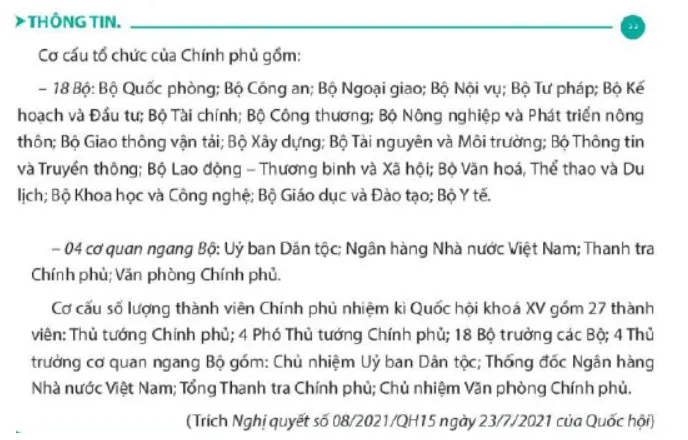 Cơ cấu tổ chức của Chính phủ nước Cộng hòa xã hội chủ nghĩa Việt Nam Cau Hoi 2 Trang 94 Kinh Te Phap Luat 10