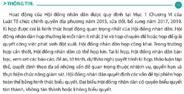 Hội đồng nhân dân hoạt động như thế nào Cau Hoi 3 Trang 111 Kinh Te Phap Luat 10