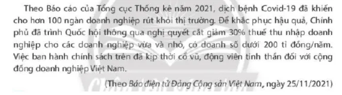 Nhà nước đã làm gì trước khó khăn của doanh nghiệp do tác động của dịch bệnh  Cau Hoi 4 Trang 14 Kinh Te Phap Luat 10