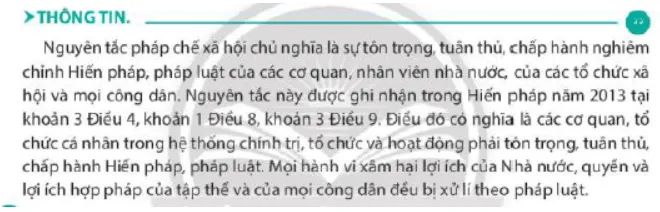 Nguyên tắc pháp chế xã hội chủ nghĩa trong tổ chức và hoạt động của hệ thống chính trị Cau Hoi 4 Trang 76 Kinh Te Phap Luat 10