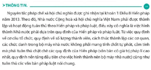 Theo em nguyên tắc pháp chế xã hội chủ nghĩa trong tổ chức và hoạt động Cau Hoi 5 Trang 84 Kinh Te Phap Luat 10