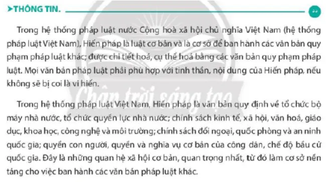 Nêu vị trí của Hiến pháp trong mối quan hệ với các văn bản quy phạm pháp luật Cau Hoi Trang 137 Kinh Te Phap Luat 10