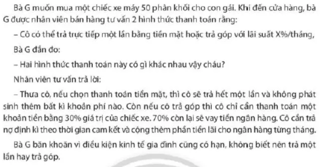 Em hãy cho biết bà G nên lựa chọn phương thức thanh toán nào là phù hợp Cau Hoi Trang 54 Kinh Te Phap Luat 10
