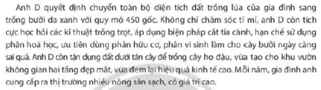 Hoạt động sản xuất trên đã mang lại hiệu quả như thế nào cho gia đình anh D Cau Hoi Trang 7 Kinh Te Phap Luat 10