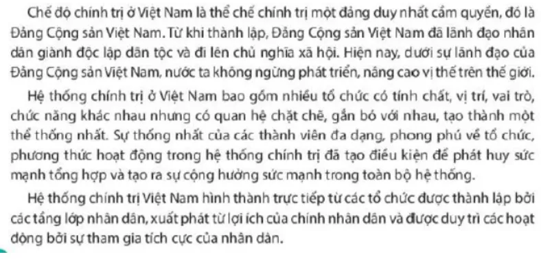 Tính nhất nguyên chính trị thống nhất nhân dân được thể hiện như thế nào  Cau Hoi Trang 73 Kinh Te Phap Luat 10 1