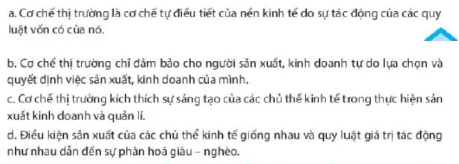 Cơ chế thị trường là cơ chế tự điều tiết của nền kinh tế Luyen Tap 1 Trang 25 Kinh Te Phap Luat 10