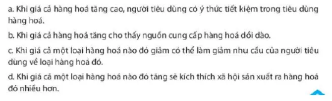 Khi giá cả hàng hóa tăng cao người tiêu dùng có ý thức tiết kiệm Luyen Tap 1 Trang 29 Kinh Te Phap Luat 10