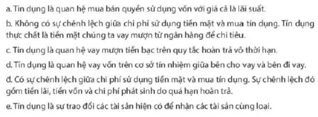 Tín dụng là quan hệ mua bán quyền sử dụng vốn với giá cả là lãi suất Luyen Tap 1 Trang 55 Kinh Te Phap Luat 10