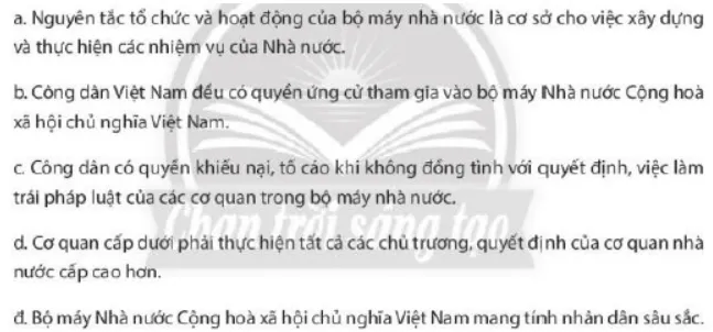 Nguyên tắc tổ chức và hoạt động của bộ máy nhà nước là cơ sở cho việc xây dựng Luyen Tap 1 Trang 87 Kinh Te Phap Luat 10