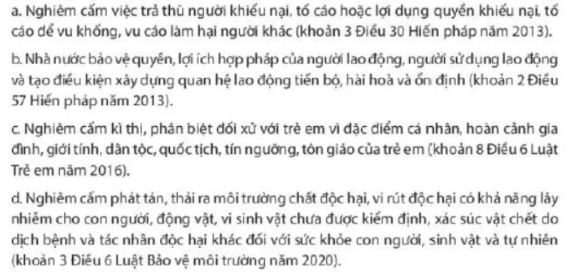 Em hãy xác định các đặc điểm của pháp luật trong các quy định dưới đây Luyen Tap 2 Trang 121 Kinh Te Phap Luat 10