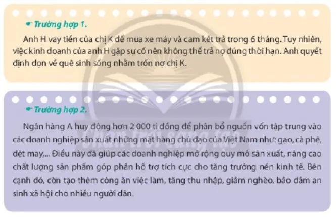 Em hãy đọc các trường hợp sau và xác định đặc điểm vai trò của tín dụng Luyen Tap 2 Trang 55 Kinh Te Phap Luat 10