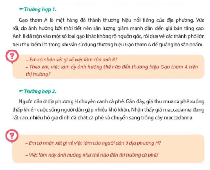 Gạo thơm A là một mặt hàng đã thành thương hiệu nổi tiềng của địa phương Luyen Tap 3 Trang 21 Kinh Te Phap Luat 10