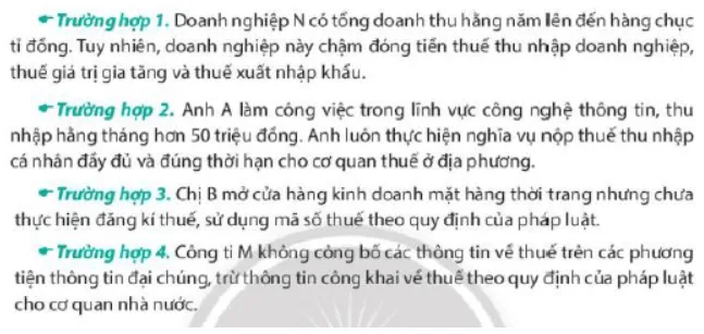 Em hãy nhận xét hành vi thực hiện pháp luật về thuế của chủ thể kinh tế  Luyen Tap 3 Trang 44 Kinh Te Phap Luat 10