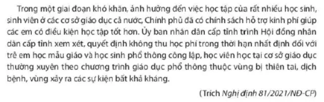 Em hãy chia sẻ suy nghĩa của em về chính sách hỗ trợ không thu học phí  Mo Dau Trang 31 Kinh Te Phap Luat 10