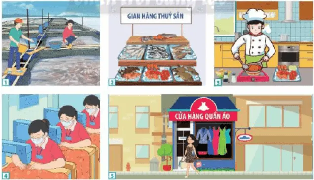 Nêu các hoạt động kinh tế được mô tả trong tranh và chia sẻ hiểu biết  Mo Dau Trang 6 Kinh Te Phap Luat 10
