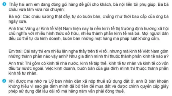 Em hãy nêu ý kiến nhận xét về câu nói của nhân vật anh trai trong hội thoại 1 Cau Hoi 1 Trang 104 Kinh Te Phap Luat 10