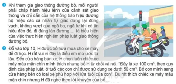 Theo em, những người tham gia giao thông đã làm gì để tuân thủ Luật Giao thông đường bộ? Cau Hoi 1 Trang 84 Kinh Te Phap Luat 10 1