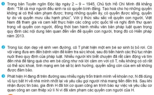 Theo em, con người có những quyền gì? Nếu biểu hiện cụ thể của các quyền Cau Hoi 1 Trang 99 Kinh Te Phap Luat 10