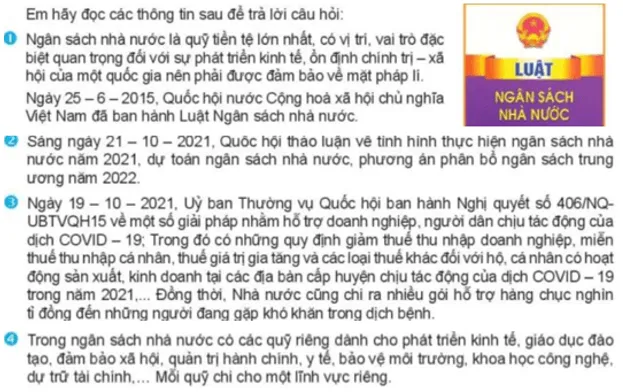 Mục đích của việc thu, chi ngân sách nhà nước là gì Cau Hoi 3 Trang 28 Kinh Te Phap Luat 10