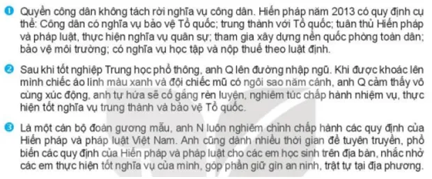 Em hãy nêu biểu hiện cụ thể về các nghĩa vụ công dân trong trường hợp 2 và 3 Cau Hoi 5 Trang 101 Kinh Te Phap Luat 10
