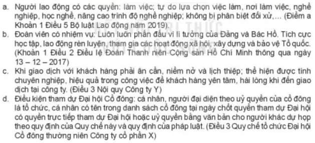 Em hãy cho biết nội dung nào sau đây là quy định pháp luật? Luyen Tap 1 Trang 74 Kinh Te Phap Luat 10