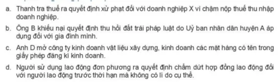 Em hãy cho biết chủ thể nào trong thông tin sau thực hiện đúng hay thực hiện không đúng pháp luật? Luyen Tap 1 Trang 86 Kinh Te Phap Luat 10